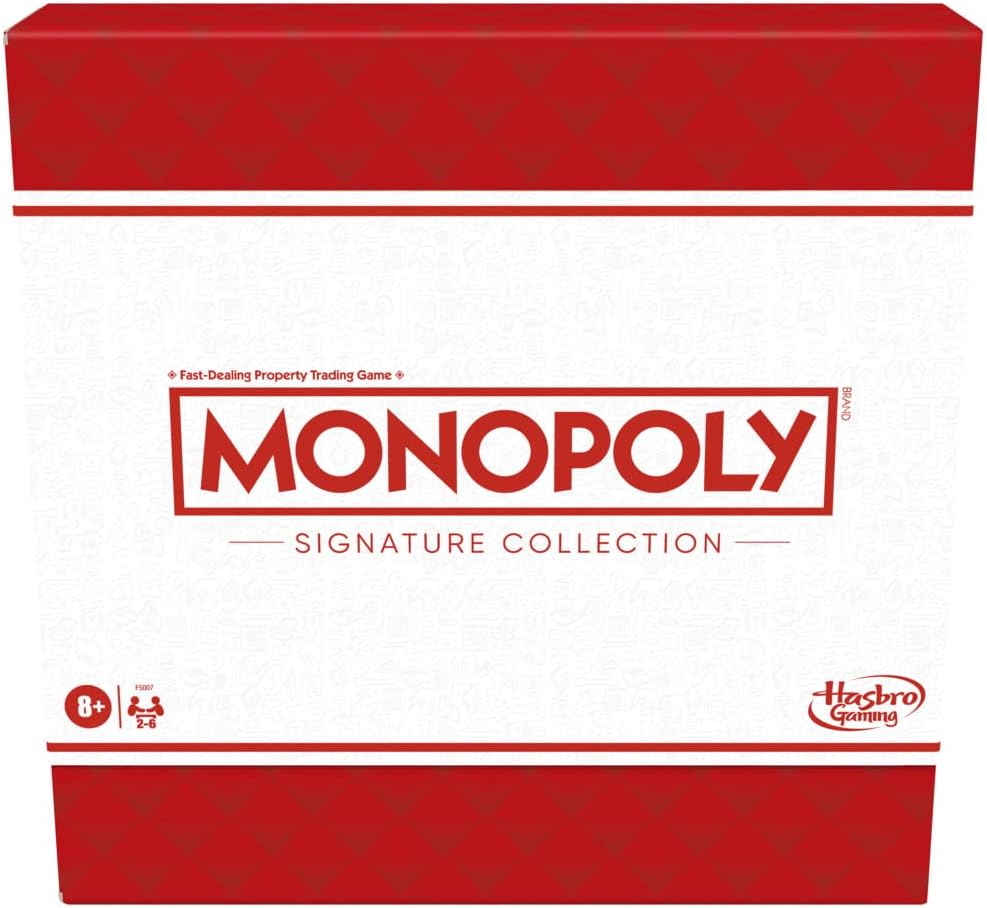 Monopoly Signature Collection board game box with premium red and white packaging
