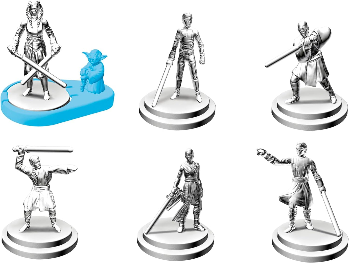 Monopoly Star Wars Light Side six character tokens with the plastic Yoda base