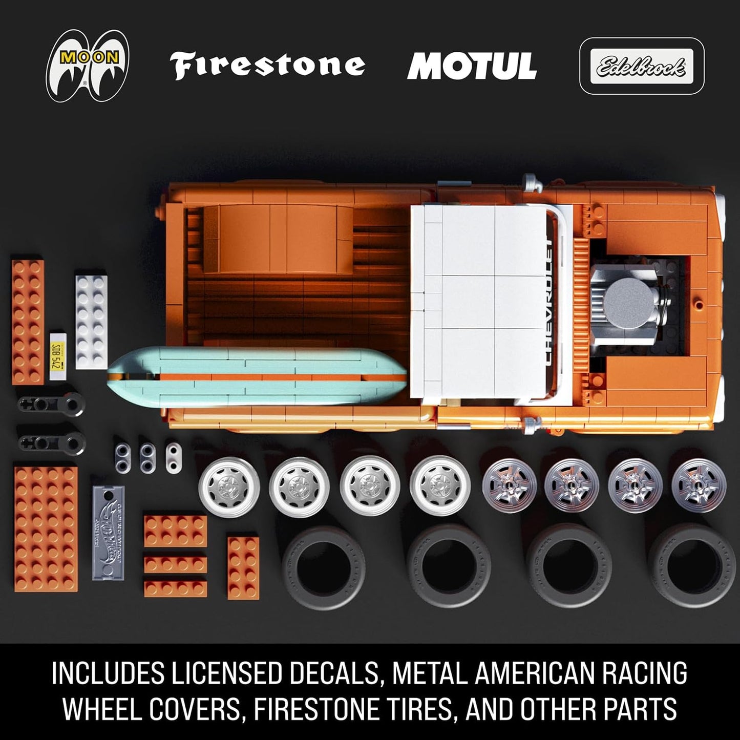Included licensed decals, metal American Racing wheel covers, Firestone tyres and spare parts
