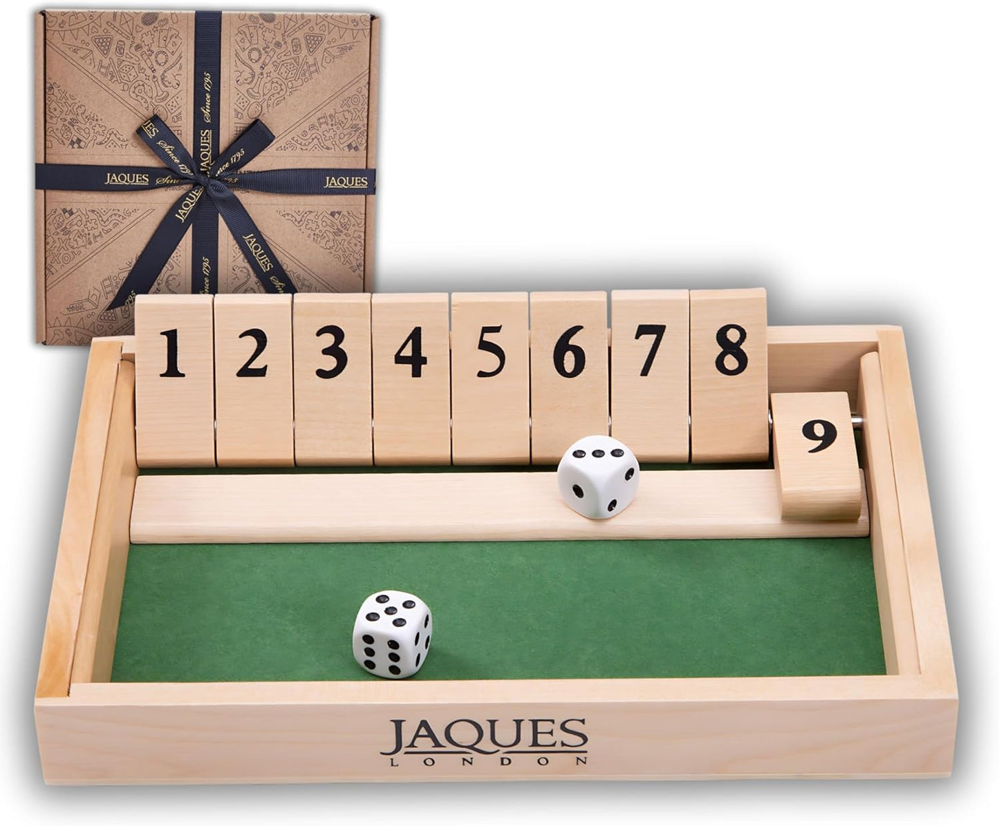 Jaques of London Deluxe Shut the Box Game | Traditional Wooden Games | Educational Dice Game for Kids | 9 Numb