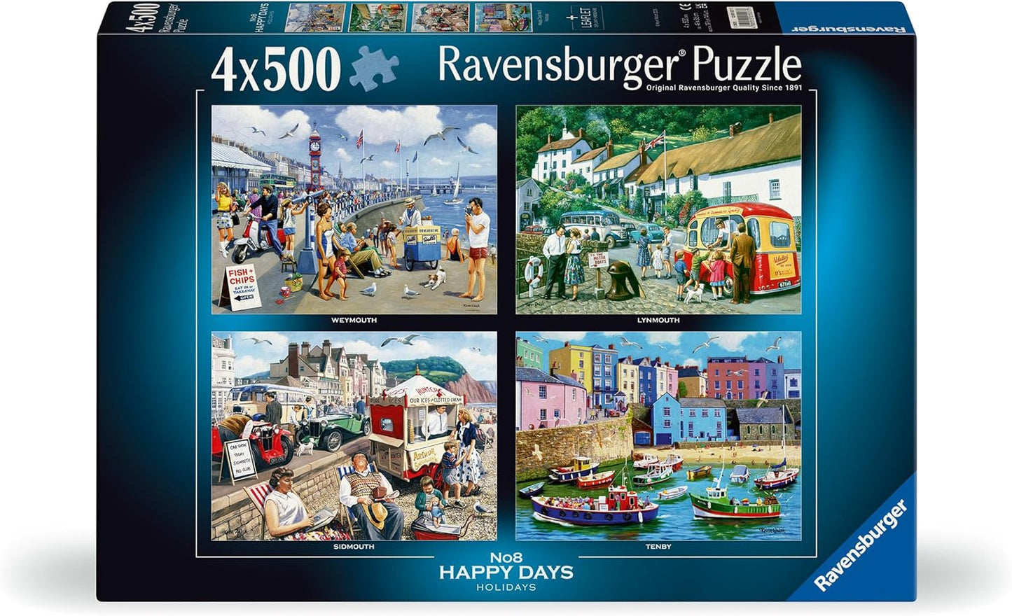 Ravensburger Happy Days No. 8 Holidays - 4x 500 Piece Jigsaw Puzzles for Adults and Kids Age 10 Years +