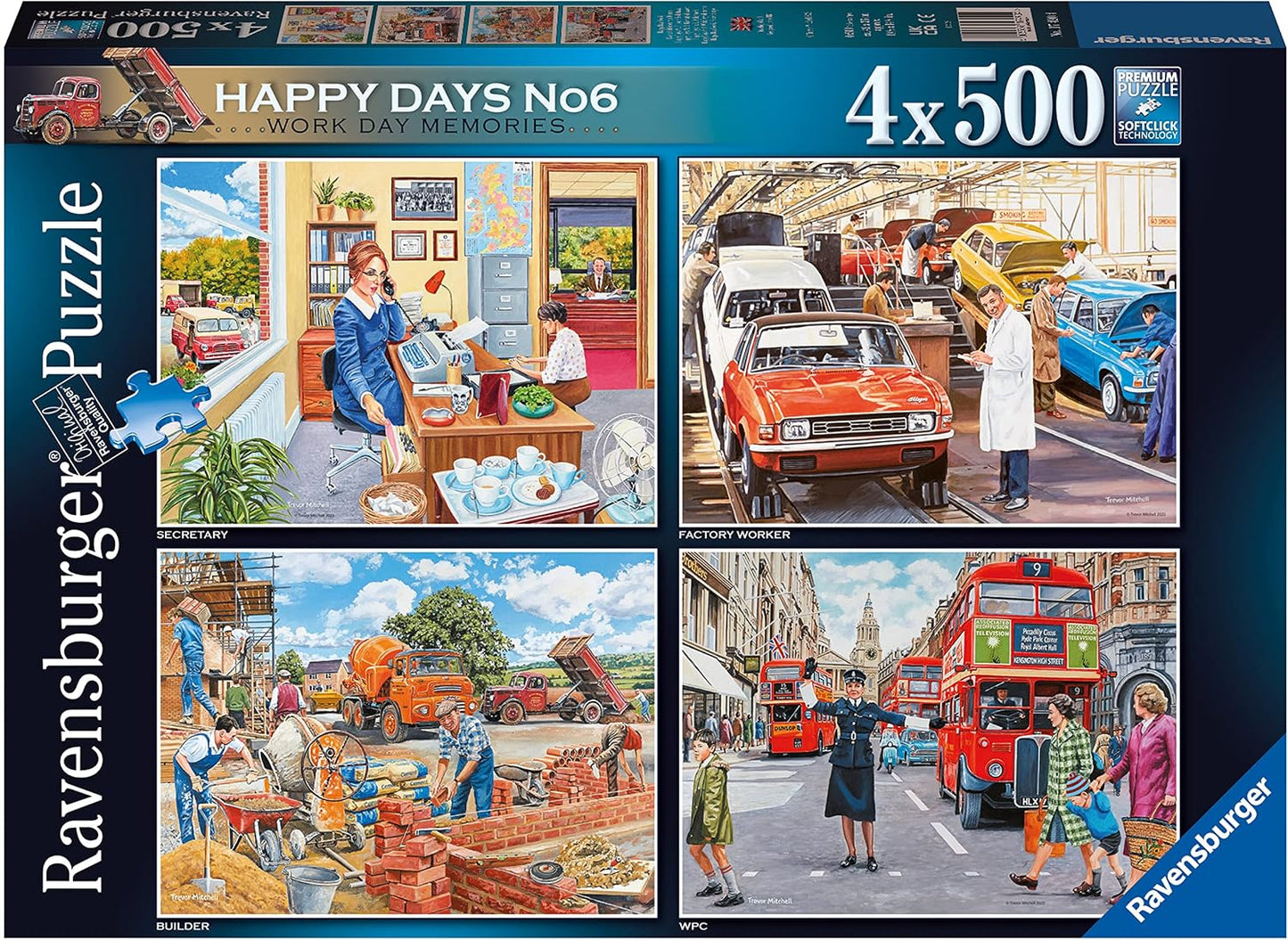 Ravensburger Happy Days Collection No.6 Nostalgic Work Day Memories 4x 500 Piece Jigsaw Puzzles Adults And Kid