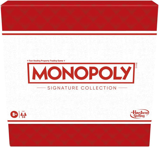 Monopoly Signature Collection board game box with premium red and white packaging