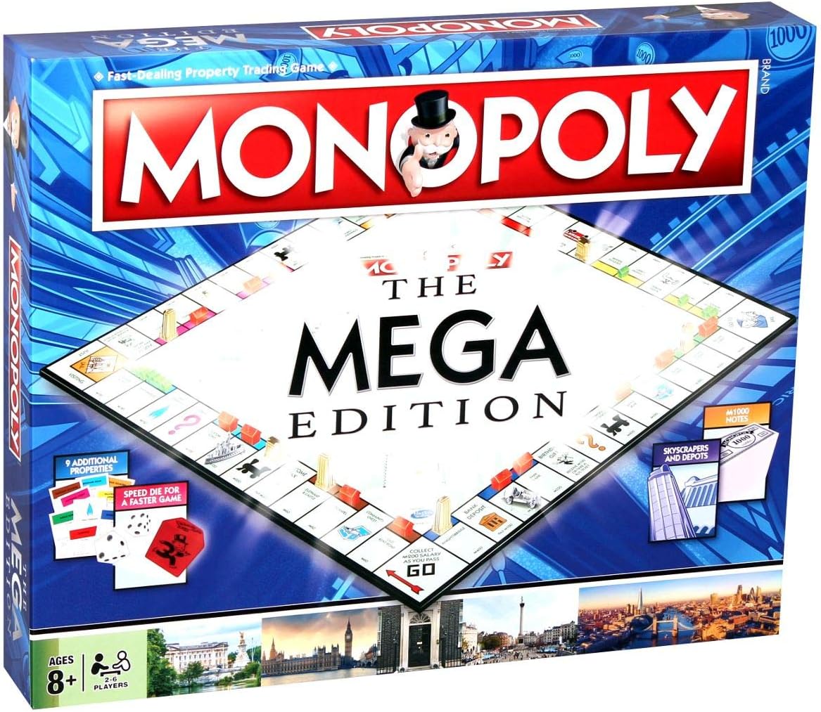 Winning Moves Mega Monopoly Board Game, 12 extra spaces including Downing Street, Saville Row and Knightsbridg