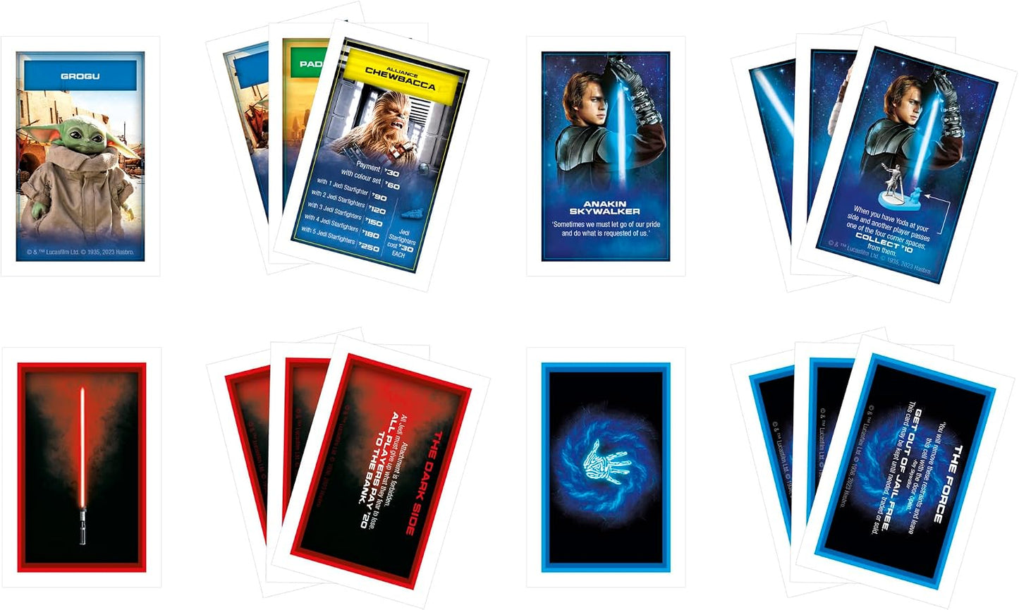 Monopoly Star Wars Light Side Alliance, character, Dark Side and Force cards