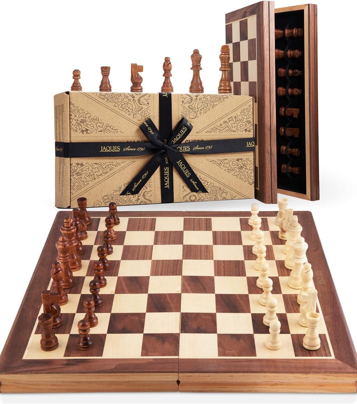 Jaques of London Wooden Chess Set | Folding Chess Board & Pieces | 11" Chess Set for Adults & Kids | Luxury Traditional 