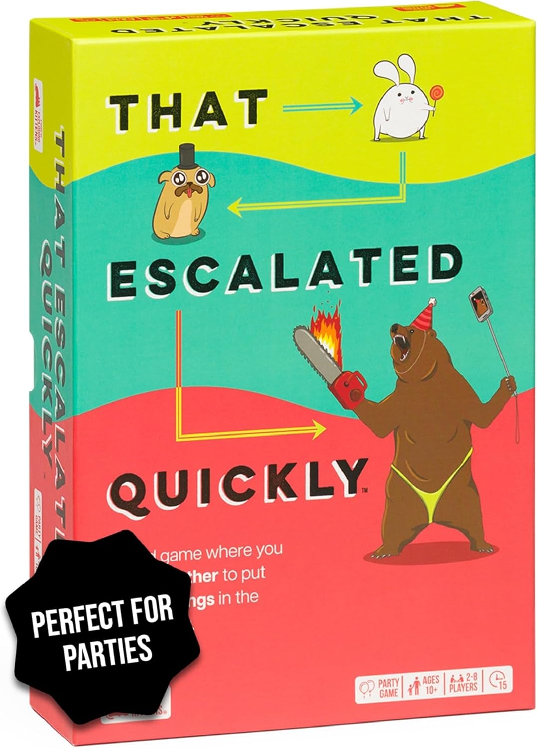 Exploding Kittens That Escalated Quickly, 2-8 Players, Age 10+ | Work together to put absurd things in the right order! 