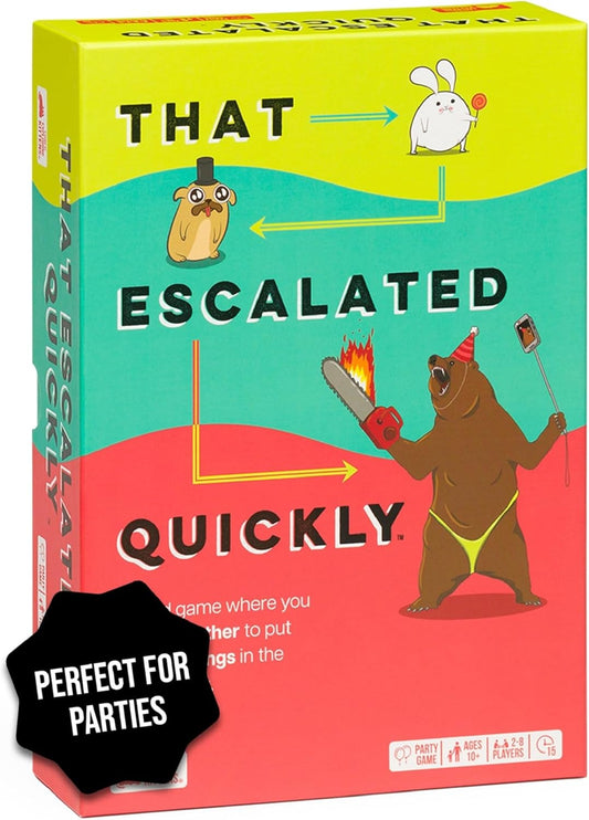Exploding Kittens That Escalated Quickly, 2-8 Players, Age 10+ | Work together to put absurd things in the right order! 
