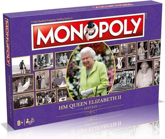 Winning Moves HM Queen Elizabeth II Monopoly Board Game, tour key moments in Her Majesty's life, Collect R