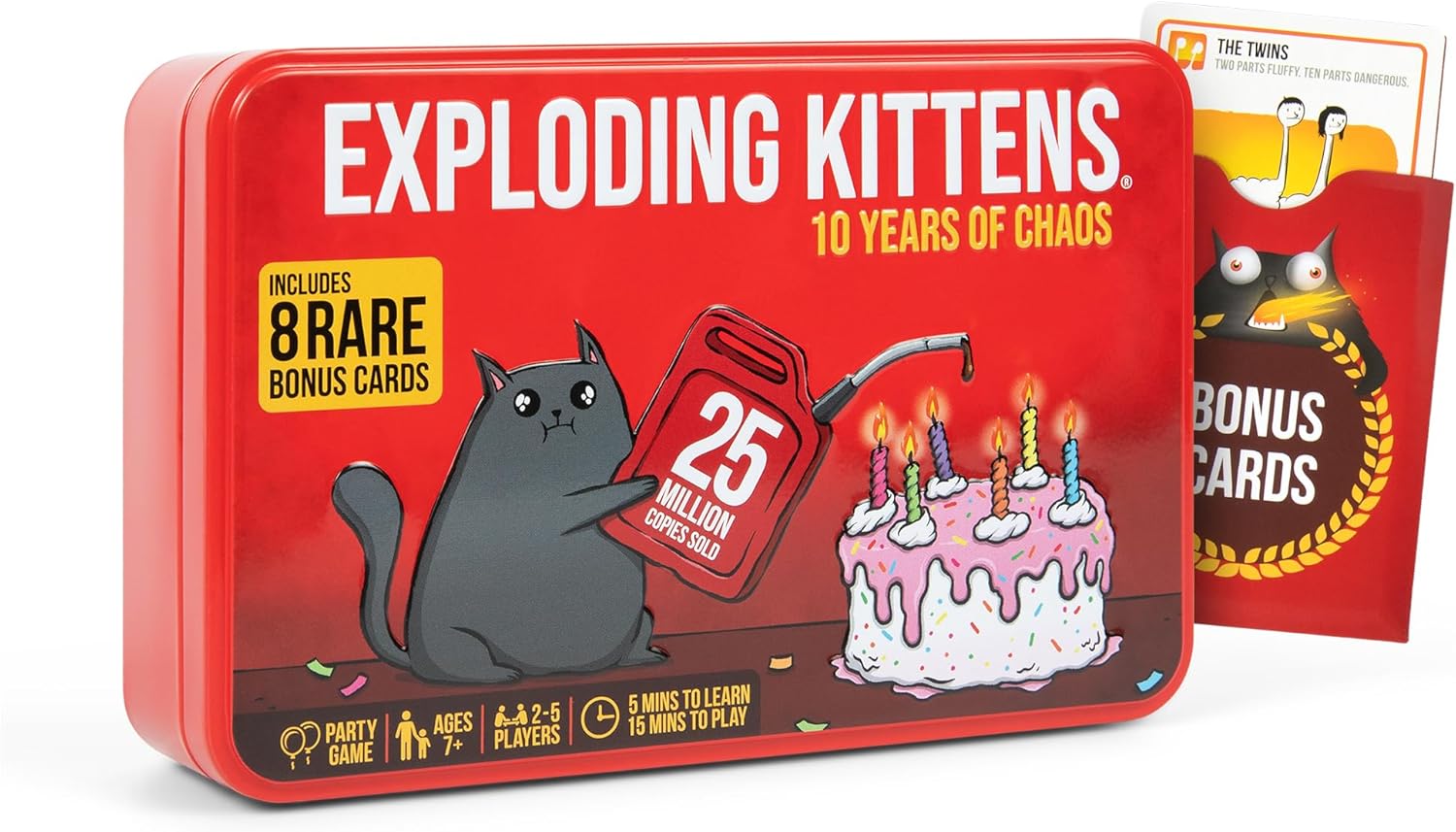Exploding Kittens 10th Anniversary Collectible Tin 2-5 Players, Ages 7+ | Celebrate 10 years of chaos with Exp