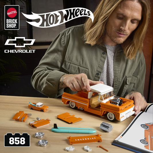 The 858-piece Custom '62 Chevy Pickup part-built alongside the included 1:64 die-cast car