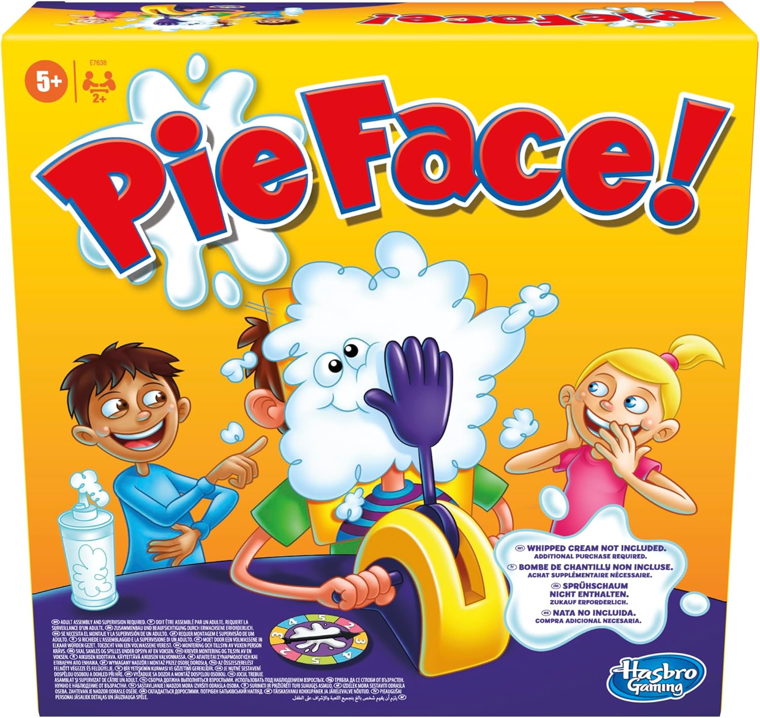 Hasbro Gaming Pie Face Whipped Cream Family Board Game for 5+ Year Old Kids, Party Games for 2 Players or More