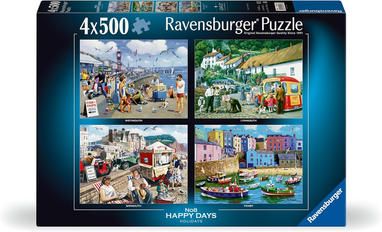 Ravensburger Happy Days No. 8 Holidays - 4x 500 Piece Jigsaw Puzzles for Adults and Kids Age 10 Years +