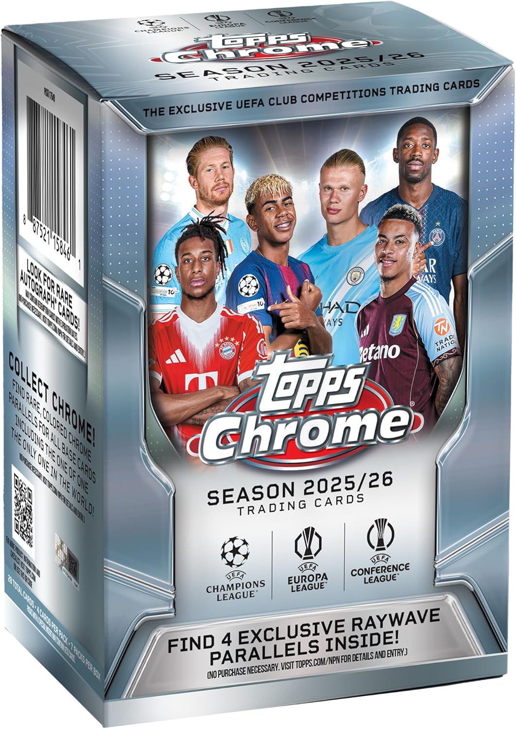2025-26 Topps Chrome UEFA Club Competitions Soccer Value Box, factory sealed