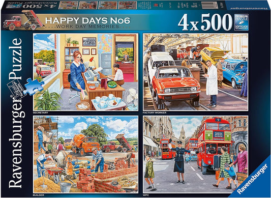 Ravensburger Happy Days Collection No.6 Nostalgic Work Day Memories 4x 500 Piece Jigsaw Puzzles Adults And Kid