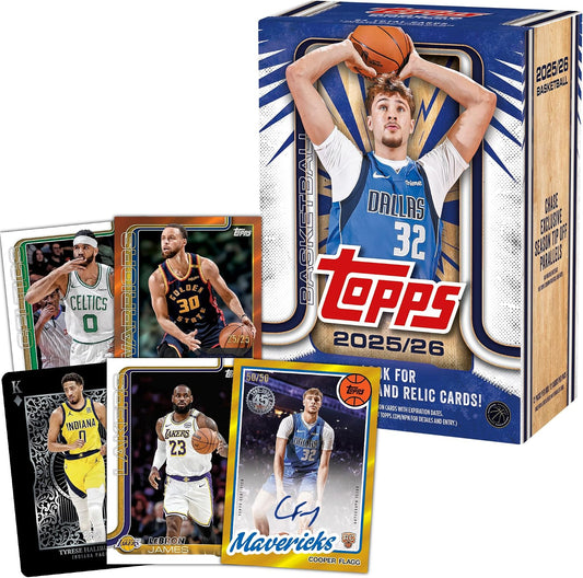 2025-26 Topps Basketball Value Box with sample base, parallel and certified autograph cards